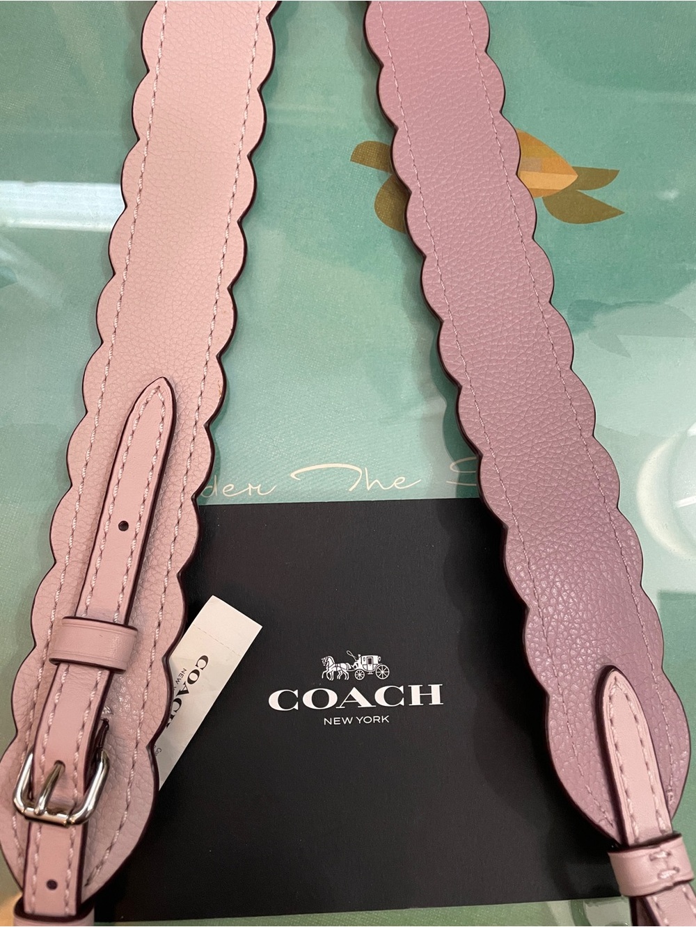 Coach Scalloped Leather Strap in SV/Ice Pink NWT - Picture 7 of 9